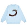Leopard-Tail Print Hip-Hop Hoodie — Blue
