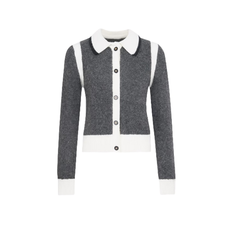 Gray And White Contrast Trendy Sweater
