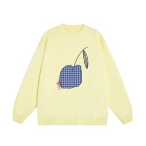 Plaid Sweatshirt with Hand-Drawn Cherry Print