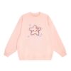 Fun & Simple Hand-Drawn Star Print Sweatshirt — Pink