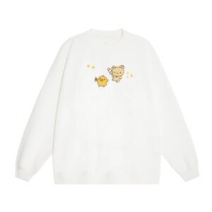 Versatile Cute Graphic Print White Sweatshirt