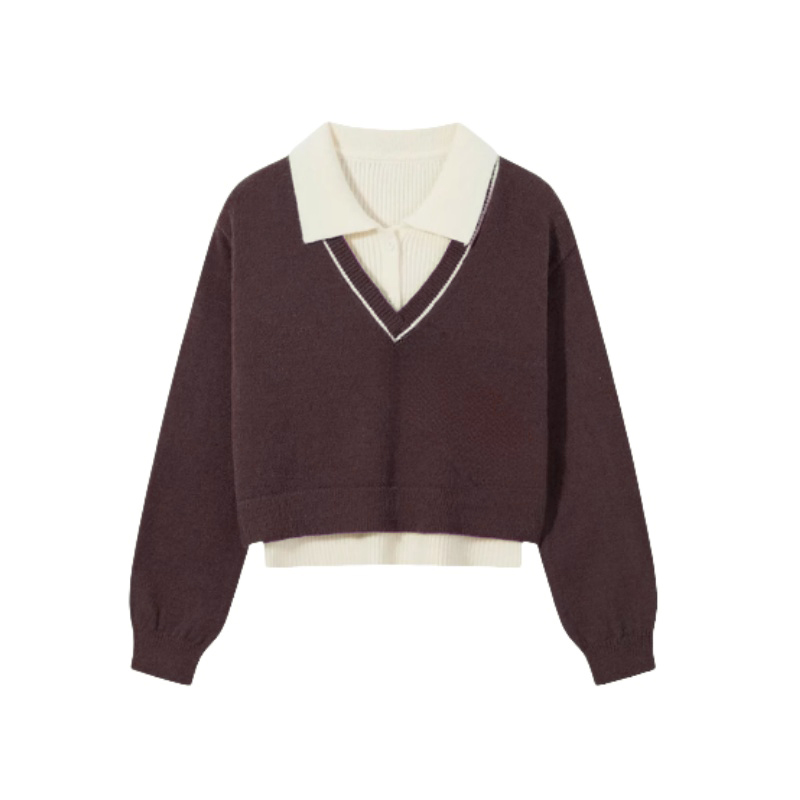 Cropped Polo Neck Sweater