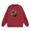 Red Star Heart Plaid Patch Graphic Sweatshirt