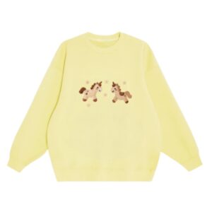 Hip-Hop Style Sweatshirt With Pony Print — Yellow