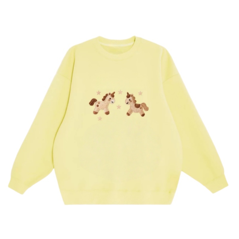 Hip-Hop Style Sweatshirt With Pony Print — Yellow